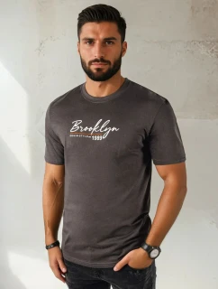 Pánské tmavě šedé tričko s potiskem FashionStreet RX5404
