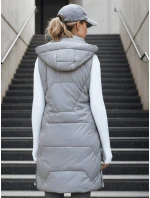 Dámská dlouhá prošívaná šedá vesta FashionStreet TY5266