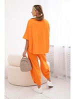 Bavlněný komplet halenka + kalhoty pomeranč