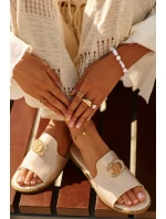 Elegantní Dámské Lesklé Sandály S Ozdobou S.Barski KV27-050 Zlaté