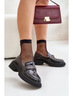 Dámské Lakované Mokasíny Loafersy S Ozdobou LZ42-030 Černé D&A