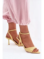 Dámské sandály na podpatku z eko kůže žluté Sedira