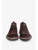 Semišové Pánské Šněrovací Kotníkové Boty Big Star OO174145 Tmavě hnědé