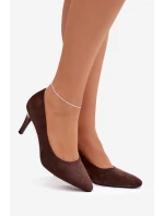 Dámské eko-semišové lodičky Sergio Leone – čokoládové