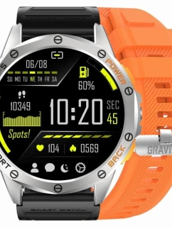 GRAVITY GPS GT24-4 Pánské chytré hodinky Černý silikonový řemínek + oranžový silikonový řemínek