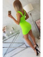 Šaty bez ramínek s volánky zelené neonové