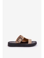 Dámské Semišové Pantofle Na Platformě Béžové Zazoo 3024