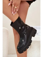 Zateplené dámské boty na zip s ozdobami černé Thavira