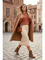 Dámské kotníky s perforovaným designem z přírodní semiše na podpatku Zazoo 3690 hnědé