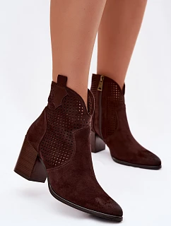 Dámské perforované kotníkové boty Vinceza 58640 Čokoládové