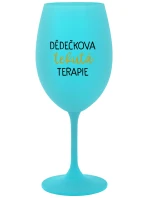 DĚDEČKOVA TEKUTÁ TERAPIE - tyrkysová sklenice na víno 350 ml DĚDEČKOVA TEKUTÁ TERAPIE - tyrkysová sklenice na víno 350 ml