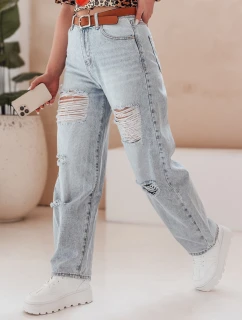 Dámské džínové kalhoty s páskem BAGGINOVA blue FashionStreet UY2683