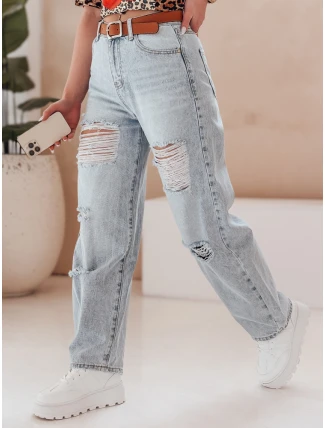 Dámské džínové kalhoty s páskem BAGGINOVA blue FashionStreet UY2683