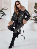 Dámská kožená bunda s kožešinou černá FashionStreet TY5210
