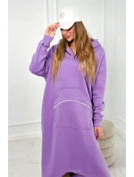 Zateplené šaty s kapucí fialka Zateplené šaty s kapucí fialka