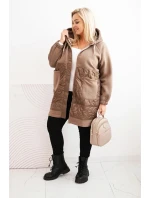 Dámská prošívaná mikina Plus Size s kapucí a velkými kapsami fango