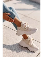 Dámské Kožené Tenisky Béžové CheBello 4583 Dámské Kožené Tenisky Béžové CheBello 4583