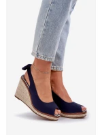 Sandály Na Klínu S Pletením Tmavě Modré Nanalis Sandály Na Klínu S Pletením Tmavě Modré Nanalis