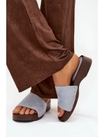 Dámské pantofle se zlatými sponami modré Ferinna