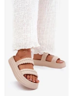 Dámské lehké pěnové pantofle na platformě S.Barski – béžové