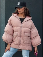 Dámská prošívaná bunda oversize s kapucí PARIMA růžová FashionStreet TY4480