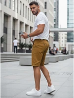 Pánské velbloudí džínové šortky FashionStreet SX2571 Pánské velbloudí džínové šortky FashionStreet SX2571