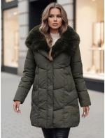 Dámská zimní bunda MORISIO dlouhá prošívaná s kapucí zelená FashionStreet TY4671z