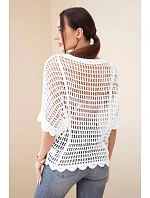 Dámský letní krajkový svetr s knoflíky a dlouhým rukávem černý Dámský letní krajkový svetr s knoflíky a dlouhým rukávem černý