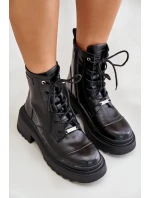 Dámské Zateplené Kožené Boty Černé Goe OO2N4115-W2