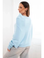 Dámský asymetrický batwing svetr z viskózy modrý