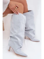 Kozačky s širokým horním lemem a našitím na podpatku Modré Harela