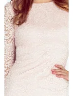 Dámské společenské šaty v romantickém střihu krajkové světle růžové - Růžová - Numoco