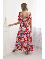 Viskózové šaty s volánkovým výstřihem 29475 červené - Kesi Viskózové šaty s volánkovým výstřihem 29475 červené - Kesi