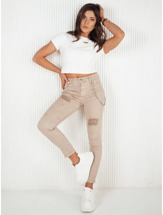 Dámské džínové kalhoty ALEX dark beige FashionStreet UY1876 Dámské džínové kalhoty ALEX dark beige FashionStreet UY1876