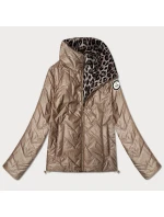 Dwustronna pikowana kurtka ze stójką Goodlookin beżowa-panterka (B8579-12)