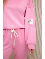 Komplet teplákové + kalhoty máslová látka světle růžová