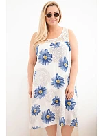 Dámské šaty Plus Size z viskózy s květinovým vzorem a krajkovým výstřihem béžová