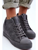 Dámské Kožené Tenisky Na Koturnu Big Star MM274005 Šedé