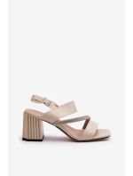 Dámské elegantní sandály na podpatku béžové D&A MR38-549