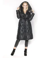 Černá péřová bunda se stojáčkem a kapucí (ag2-j82)