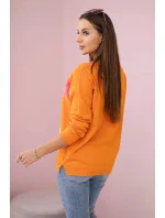 Svetrová halenka s květinovým vzorem pomeranč