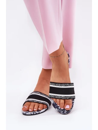 Vzorované Ploché Dámské Pantofle Černé Leysi
