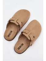 Dámské Pantofle Na Korkové Platformě Se Zlatou Přezkou Big Star SS274738 Béžové