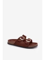 Dámské pantofle s přezkami Čokoládové Oliena