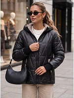 Dámská prošívaná přechodová bunda s kapucí, černá, FashionStreet TY5786