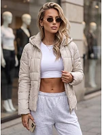 Dámská prošívaná bunda s kapucí, světle šedá, FashionStreet TY5860 Dámská prošívaná bunda s kapucí, světle šedá, FashionStreet TY5860
