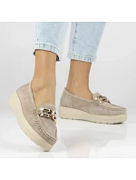 Béžové kožené mokasíny na platformách Filippo DP7652