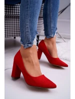 Dámské semišové lodičky na podpatku červené Florena