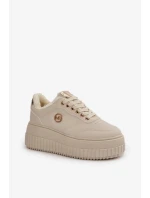 Sneakersy Sportovní Boty Dámské Zateplené Na Masivní Podešvi Béžové Ardiela