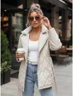 Dámská přechodná bunda s páskem světle béžová FashionStreet TY5587
